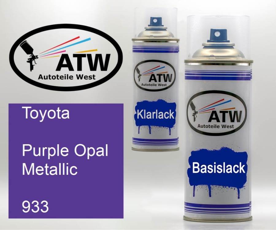 Toyota, Purple Opal Metallic, 933: 400ml Sprühdose + 400ml Klarlack - Set, von ATW Autoteile West.